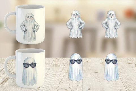 Mug Wrap Watercolor Funny Sarcastic Mood Ghost Sublimation artnoy 