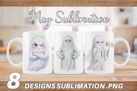 Mug Wrap Watercolor Funny Sarcastic Mood Ghost Sublimation artnoy 