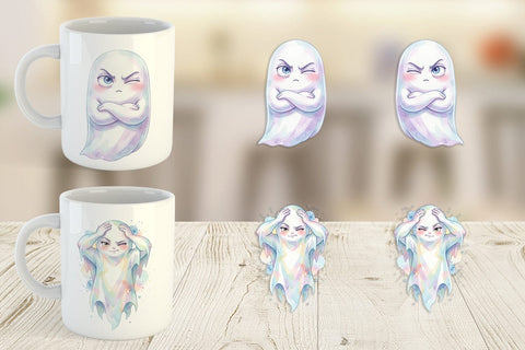 Mug Wrap Watercolor Funny Sarcastic Mood Ghost Sublimation artnoy 