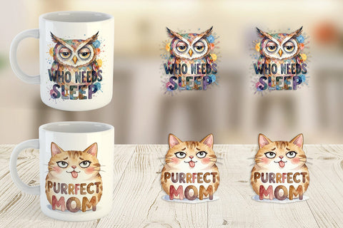 Mug Wrap Watercolor Funny Ugly Cute Animal Mom Quotes Sublimation artnoy 