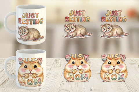 Mug Wrap Watercolor Funny Ugly Cute Animal Mom Quotes Sublimation artnoy 