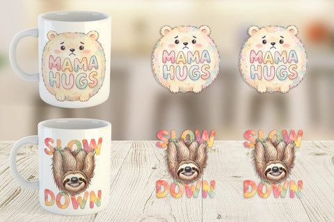 Mug Wrap Watercolor Funny Ugly Cute Animal Mom Quotes Sublimation artnoy 