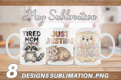 Mug Wrap Watercolor Funny Ugly Cute Animal Mom Quotes Sublimation artnoy 