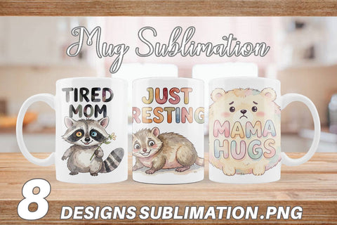 Mug Wrap Watercolor Funny Ugly Cute Animal Mom Quotes Sublimation artnoy 