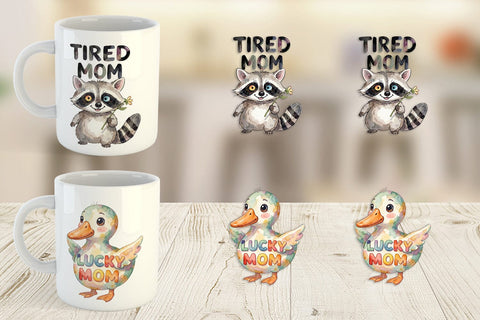 Mug Wrap Watercolor Funny Ugly Cute Animal Mom Quotes Sublimation artnoy 
