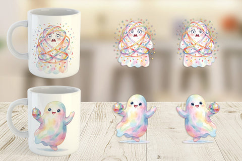 Mug Wrap Watercolor Funny Ugly Cute Party Ghost Sublimation artnoy 