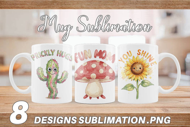 Mug Wrap Watercolor Funny Wonky Garden Mom Art Sublimation artnoy 