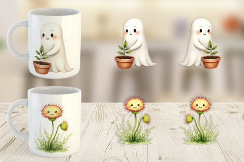 Mug Wrap Watercolor Garden Ghouls Sublimation artnoy 