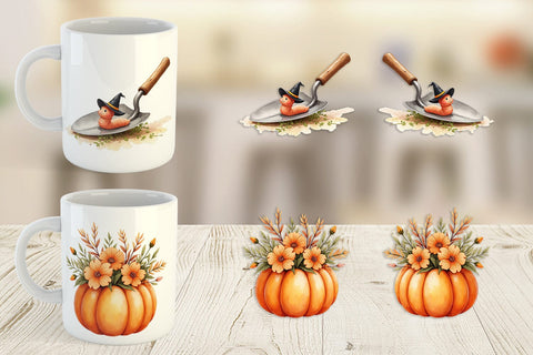 Mug Wrap Watercolor Garden Ghouls Sublimation artnoy 