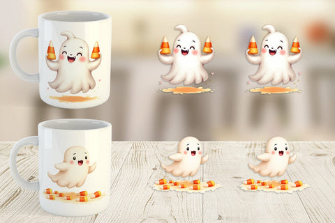 Mug Wrap Watercolor Ghost Candy Parade Sublimation artnoy 