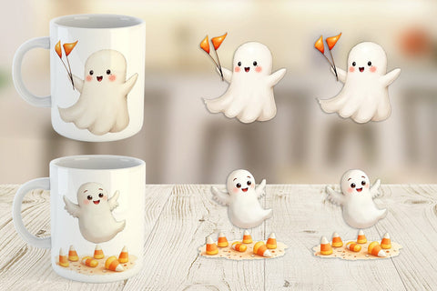 Mug Wrap Watercolor Ghost Candy Parade Sublimation artnoy 