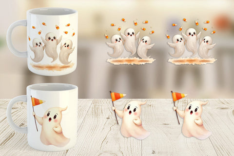 Mug Wrap Watercolor Ghost Candy Parade Sublimation artnoy 