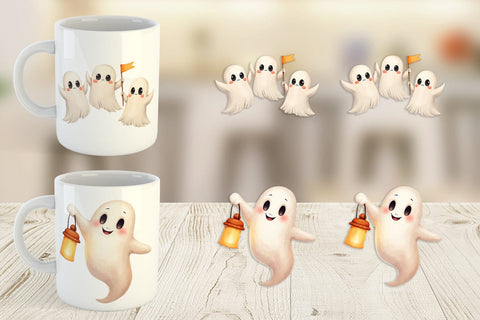 Mug Wrap Watercolor Ghost Candy Parade Sublimation artnoy 
