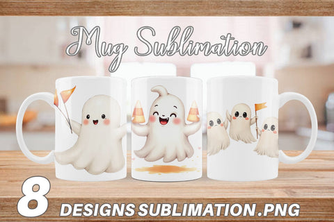 Mug Wrap Watercolor Ghost Candy Parade Sublimation artnoy 