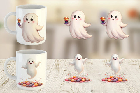 Mug Wrap Watercolor Ghost Candy Party Sublimation artnoy 