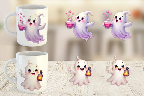Mug Wrap Watercolor Ghost Candy Potion Sublimation artnoy 