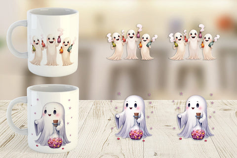 Mug Wrap Watercolor Ghost Candy Potion Sublimation artnoy 