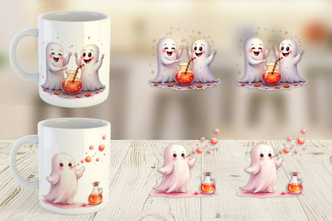 Mug Wrap Watercolor Ghost Candy Potion Sublimation artnoy 