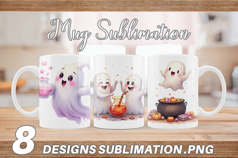 Mug Wrap Watercolor Ghost Candy Potion Sublimation artnoy 