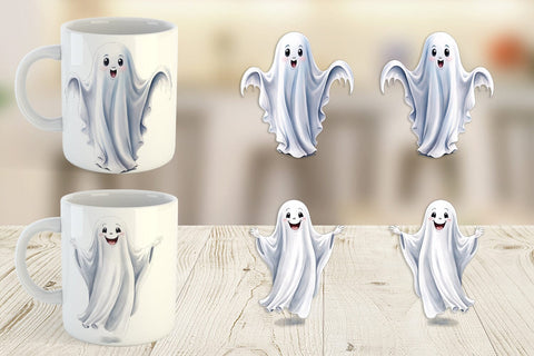 Mug Wrap Watercolor Ghost Sublimation artnoy 