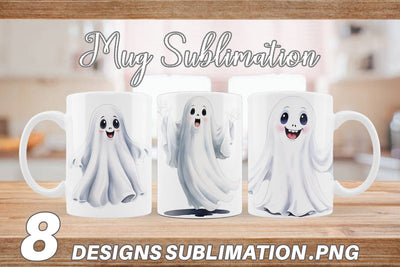 Mug Wrap Watercolor Ghost Sublimation artnoy 