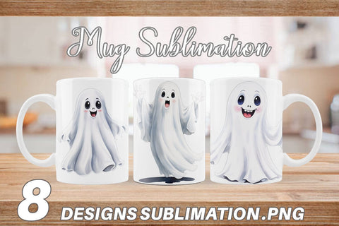 Mug Wrap Watercolor Ghost Sublimation artnoy 