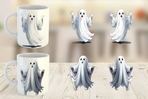 Mug Wrap Watercolor Ghost Sublimation artnoy 