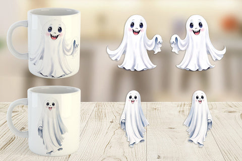 Mug Wrap Watercolor Ghost Sublimation artnoy 