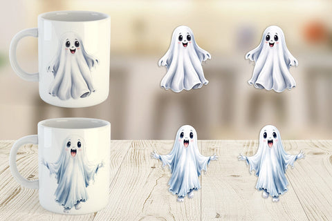 Mug Wrap Watercolor Ghost Sublimation artnoy 