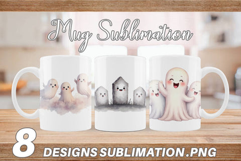 Mug Wrap Watercolor Ghost Trio Sublimation artnoy 