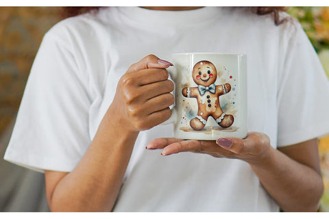 Mug Wrap Watercolor Gingerbread Man Sublimation artnoy 