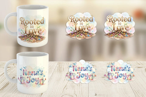 Mug Wrap Watercolor Grandma Garden Love Quotes Sublimation artnoy 