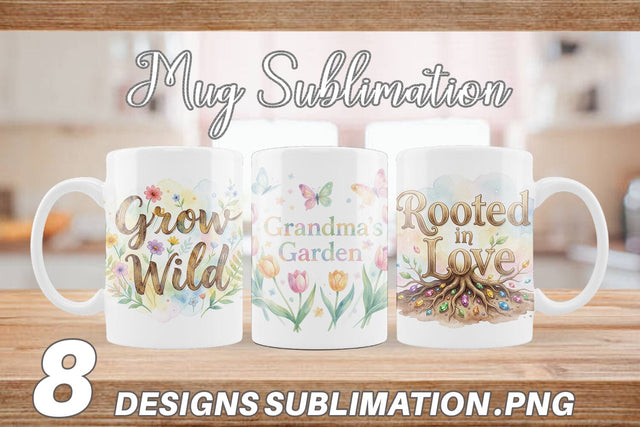 Mug Wrap Watercolor Grandma Garden Love Quotes Sublimation artnoy 