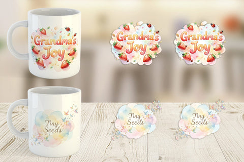 Mug Wrap Watercolor Grandma Little Sprout Quote Sublimation artnoy 