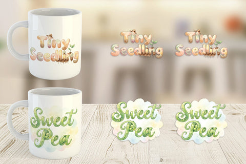 Mug Wrap Watercolor Grandma Little Sprout Quote Sublimation artnoy 