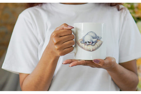 Mug Wrap Watercolor Groggy Morning Coffee Ghost Sublimation artnoy 