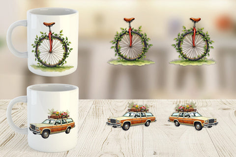 Mug Wrap Watercolor Groovy Bloom Riders 70s Floral Transport Sublimation artnoy 