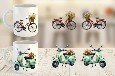 Mug Wrap Watercolor Groovy Bloom Riders 70s Floral Transport Sublimation artnoy 
