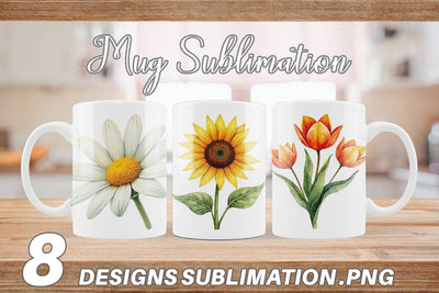 Mug Wrap Watercolor Groovy Garden 70s Retro Watercolor Florals Sublimation artnoy 