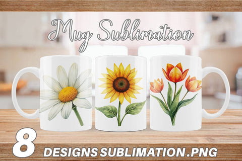 Mug Wrap Watercolor Groovy Garden 70s Retro Watercolor Florals Sublimation artnoy 