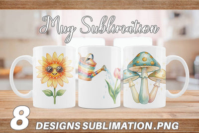 Mug Wrap Watercolor Groovy Retro Floral Garden Sublimation artnoy 