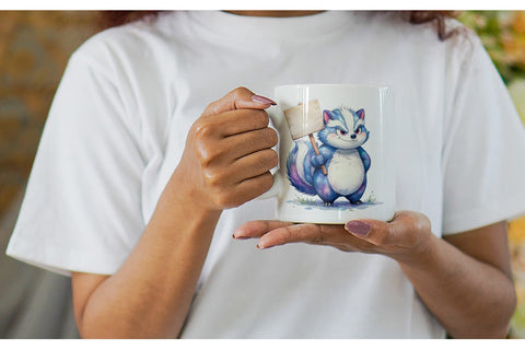 Mug Wrap Watercolor Grumpy Camping Animals Sublimation artnoy 