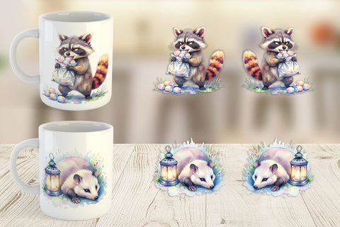 Mug Wrap Watercolor Grumpy Camping Animals Sublimation artnoy 