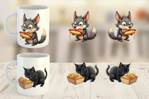 Mug Wrap Watercolor Haunted Junk Food Sublimation artnoy 