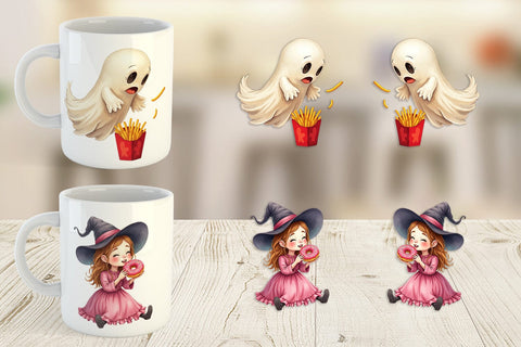 Mug Wrap Watercolor Haunted Junk Food Sublimation artnoy 