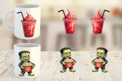 Mug Wrap Watercolor Haunted Junk Food Sublimation artnoy 