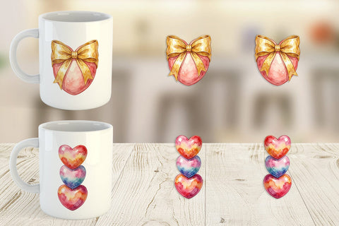 Mug Wrap Watercolor Heart Shaped Easter Egg Art Sublimation artnoy 