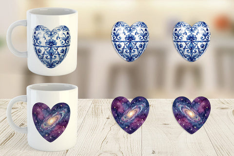 Mug Wrap Watercolor Heart Shaped Easter Egg Art Sublimation artnoy 