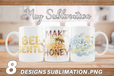 Mug Wrap Watercolor Honeycomb Bee Motivation Quotes Sublimation artnoy 