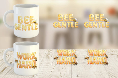 Mug Wrap Watercolor Honeycomb Bee Motivation Quotes Sublimation artnoy 